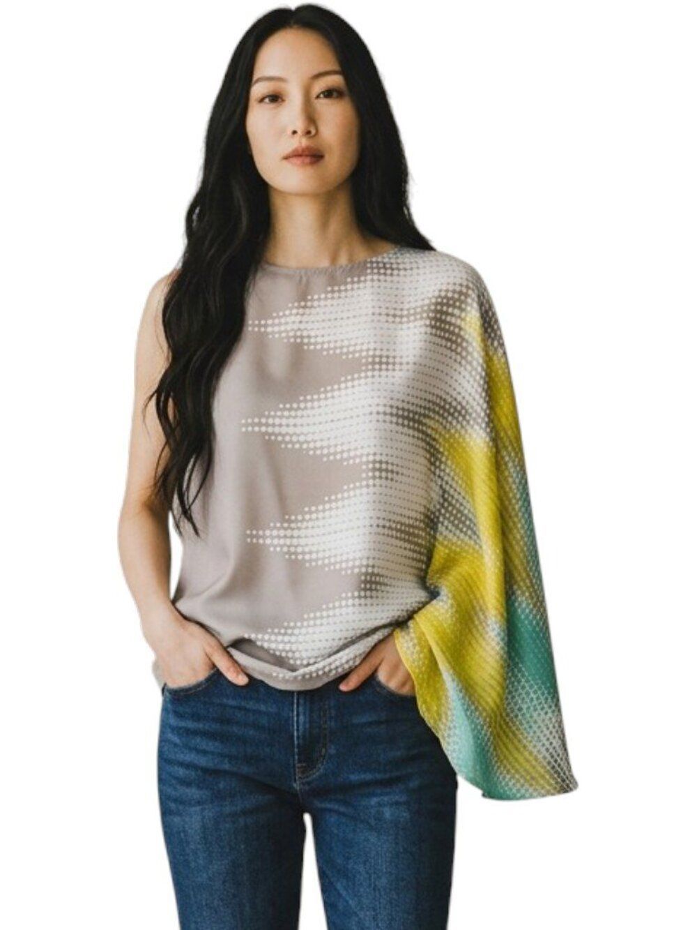 Guess Marciano One Shoulder Blouse XS Asymmetrical Drape Top